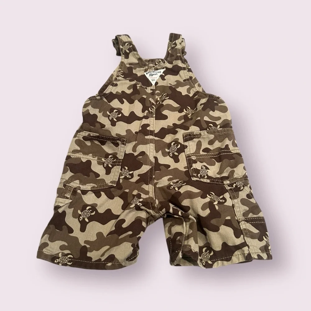 Baby Toddler 18 Mon OshKosh B'Gosh Camo Turtle Print Overalls